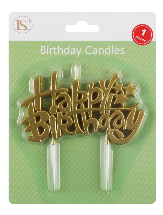 Gold Happy Birthday Candle