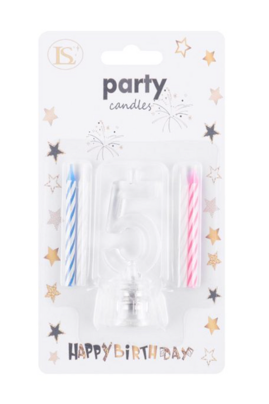 Number 5 Flashing Candle Holder 1ct