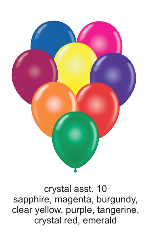 Surtido de globos de látex Tuftex Crystal de 17 pulgadas, 50 ct