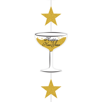 New Years Eve Hanging Champagne Glass Decoration 1ct