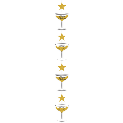 New Years Eve Hanging Champagne Glass Decoration 1ct