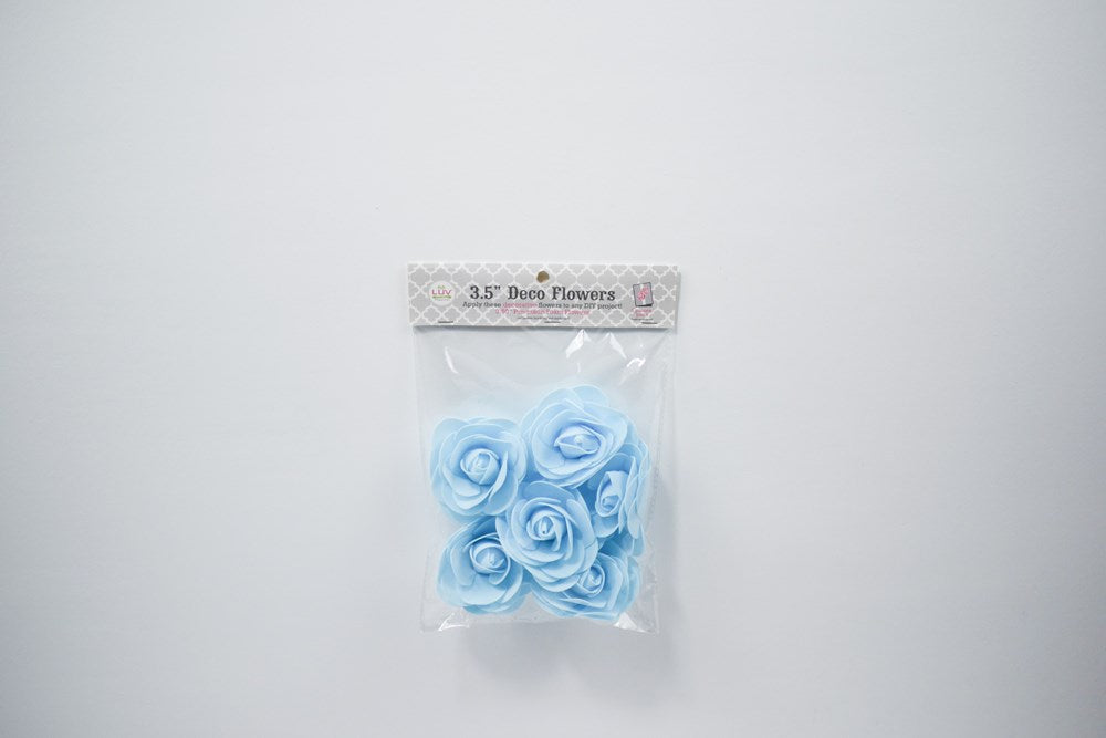 3 1/2 in Foam Wall Flower-LIGHT BLUE