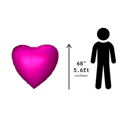 House of Balloons Fuchsia Rose Heart 68 inch Foil Balloon 1ct