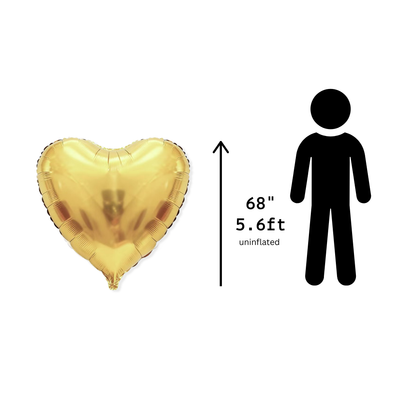 House of Balloons Gold Heart 68 inch Foil Balloon 1ct
