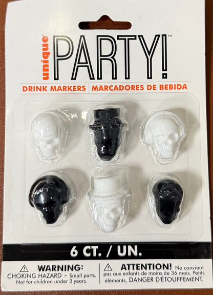 Halloween Skull Drink Markers 6ct