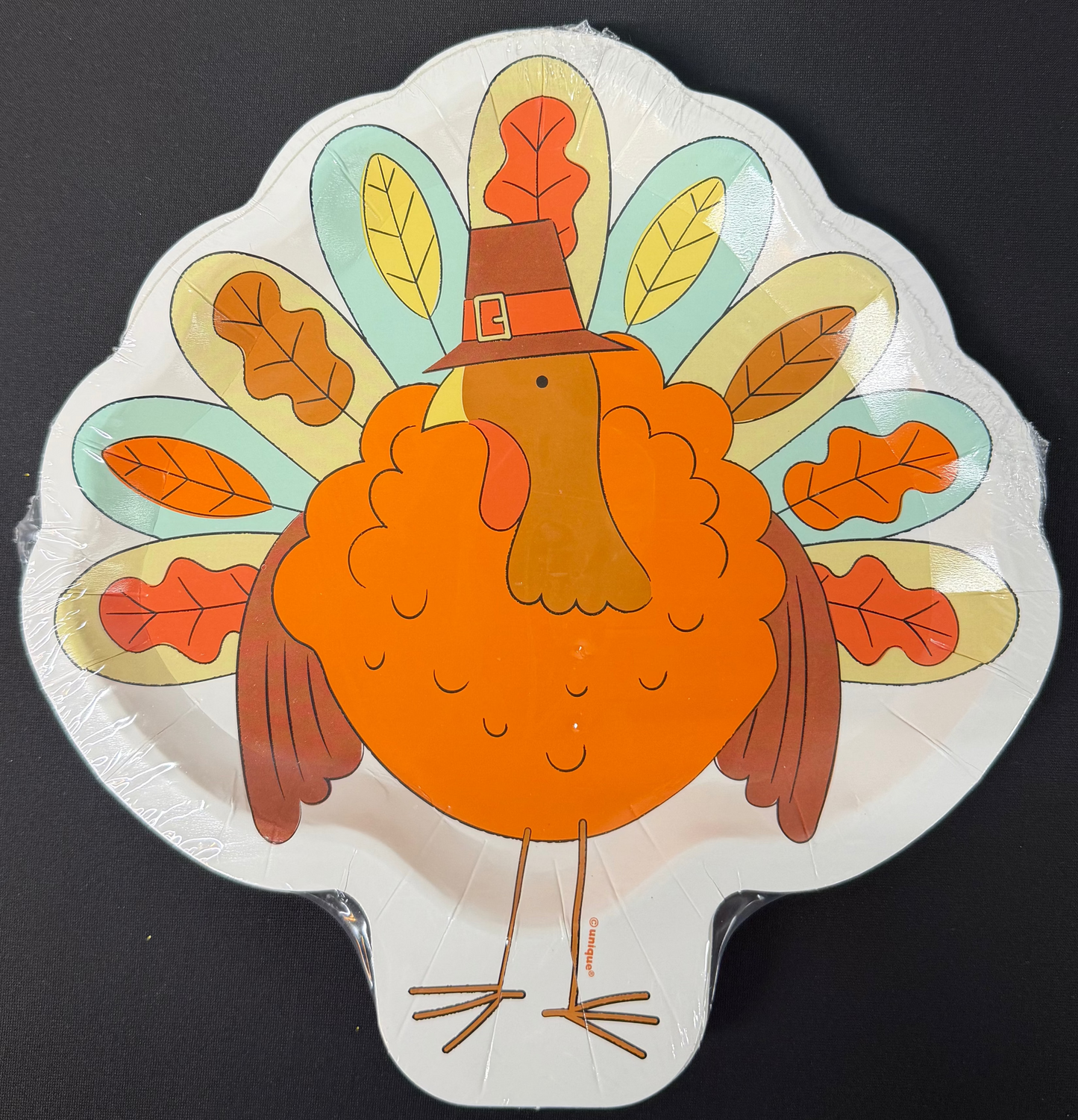 Playful Turkey 9.25 inch Turkey Shaped Paper Plates 8ct