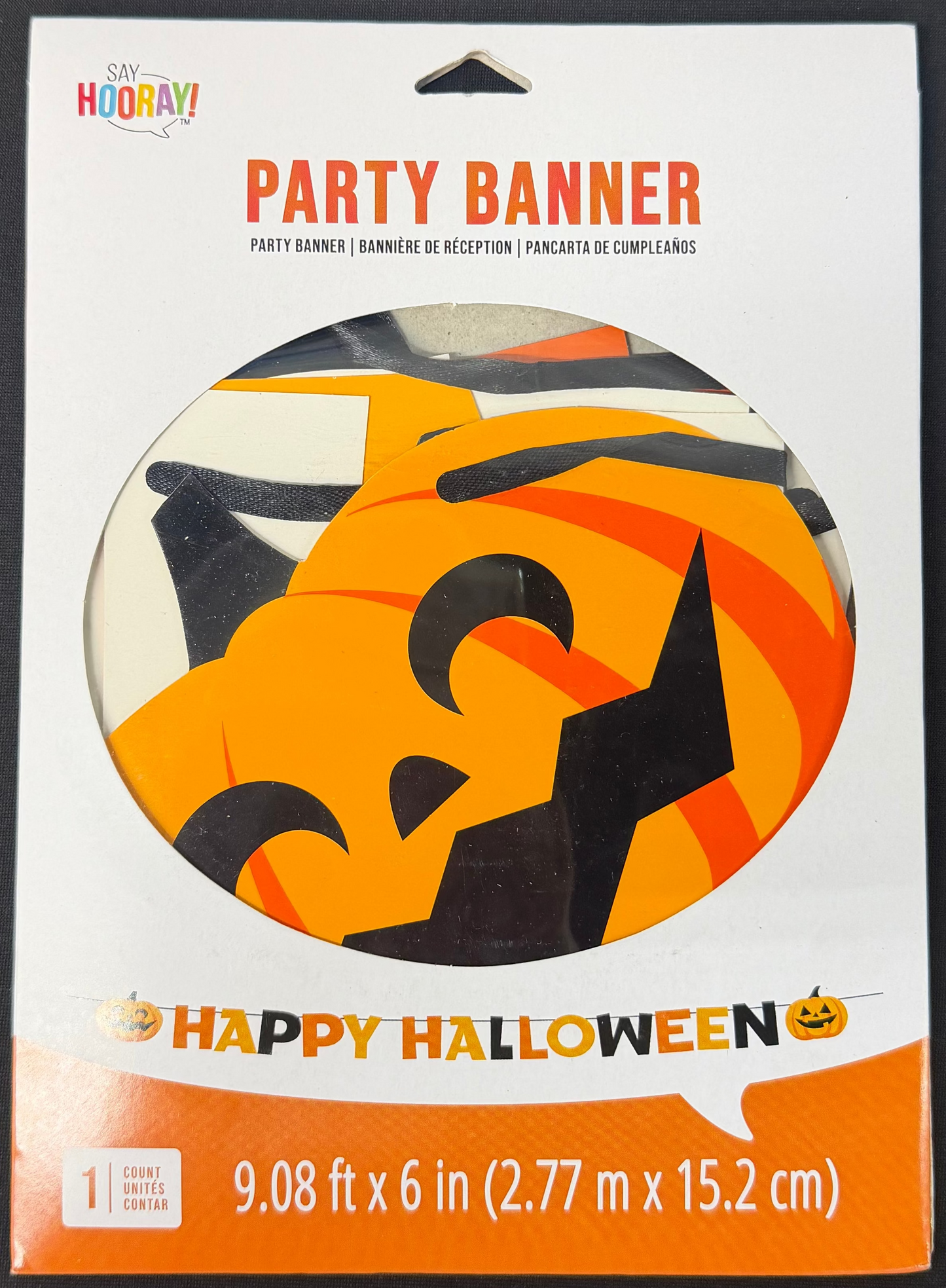 Halloween Decor Prestrung Ribbon Banner "Happy Halloween" 1ct