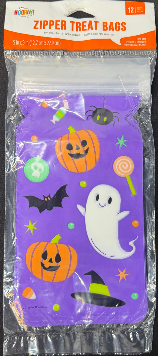 Halloween Decor Cello Bag with Zipper Characters 12ct