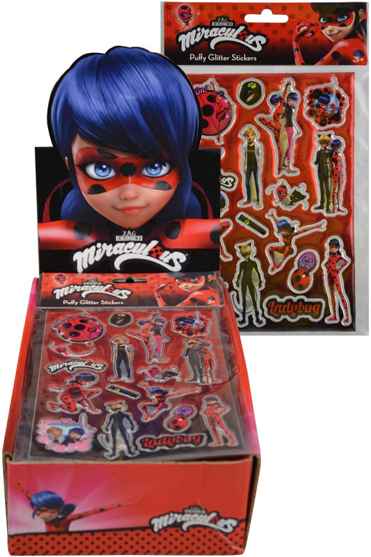 Pegatinas hinchadas con purpurina de 25,4 x 15,2 cm de Miraculous Ladybug