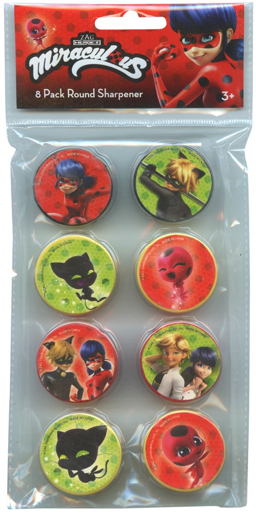 Sacapuntas redondos Miraculous Ladybug 8pk