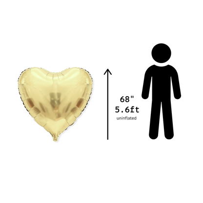 House of Balloons Light Gold Heart 68 inch Foil Balloon 1ct