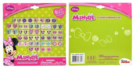 Minnie Bowtique 24 Pair Sticker Earrings on Blister Card