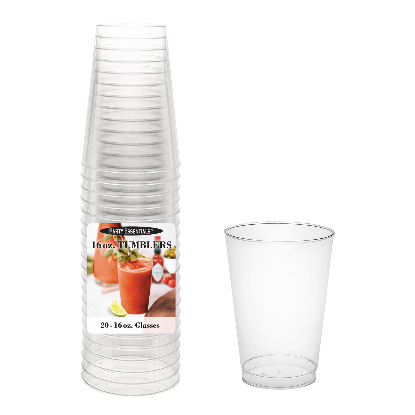 Plastic 16oz Tumblers Clear 20ct