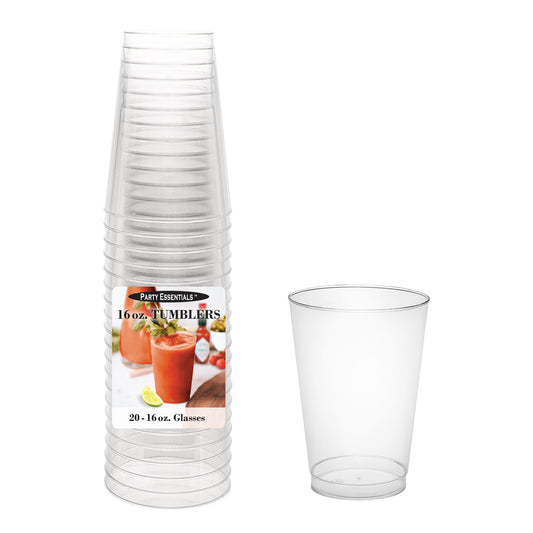 Plastic 16oz Tumblers Clear 20ct