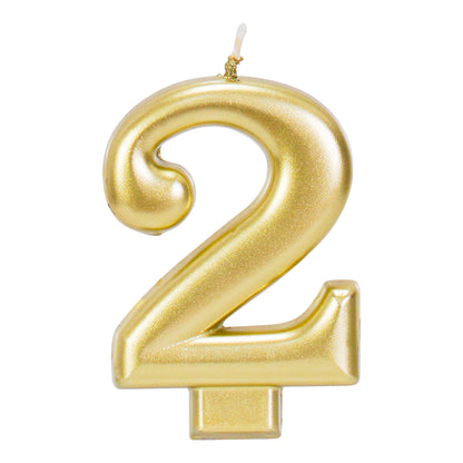 Gold 3.25 inch Number 2 Candle 1ct
