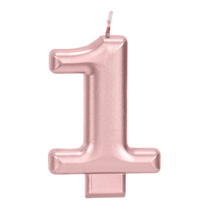 Rose Gold 3.25 inch Number 1 Candle 1ct