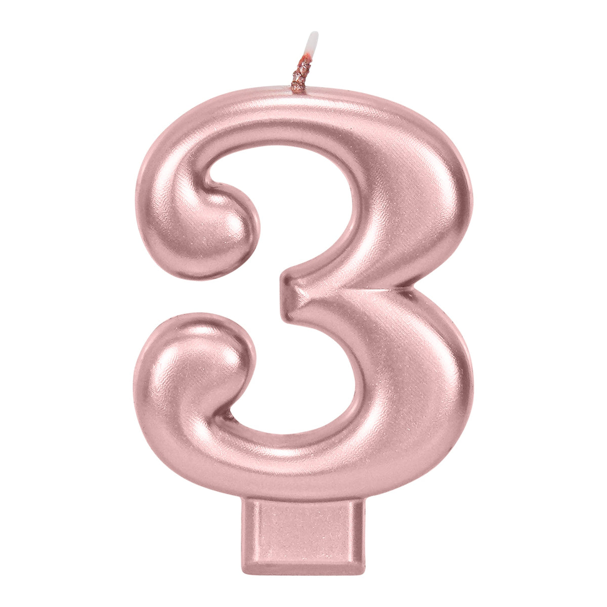 Rose Gold 3.25 inch Number 3 Candle 1ct