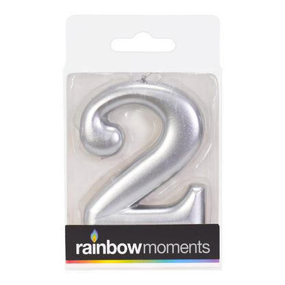 Silver 3.25 inch Number 2 Candle 1ct