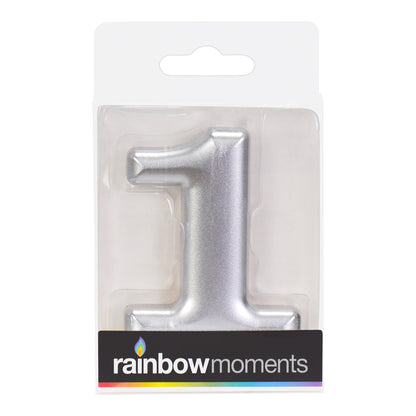 Silver 3.25 inch Number 3 Candle 1ct