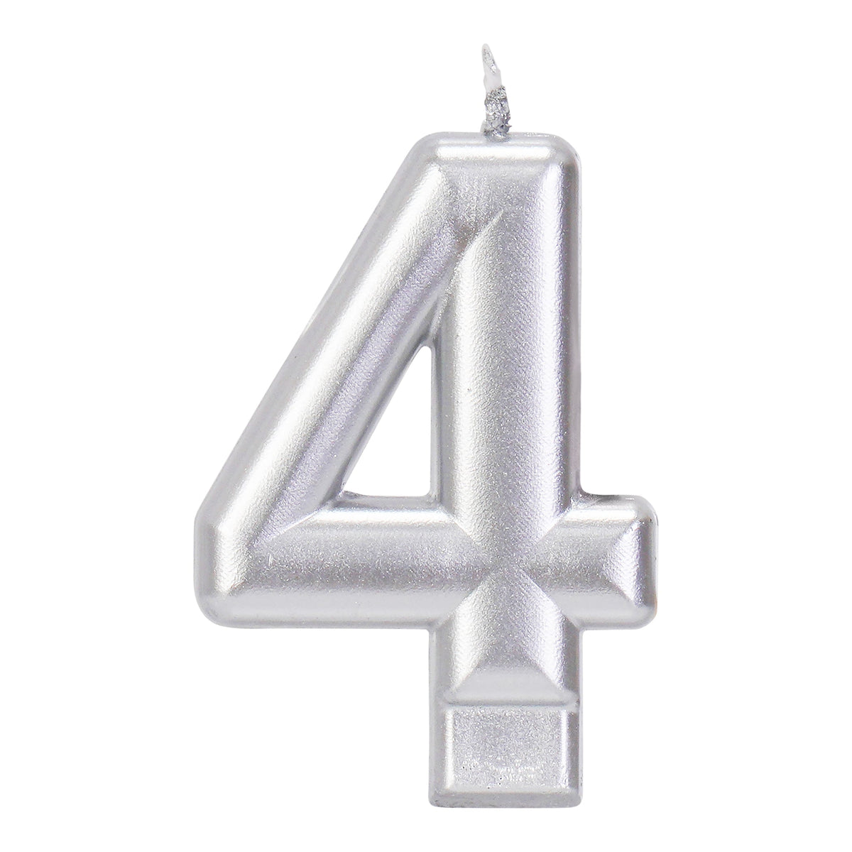 Silver 3.25 inch Number 4 Candle 1ct