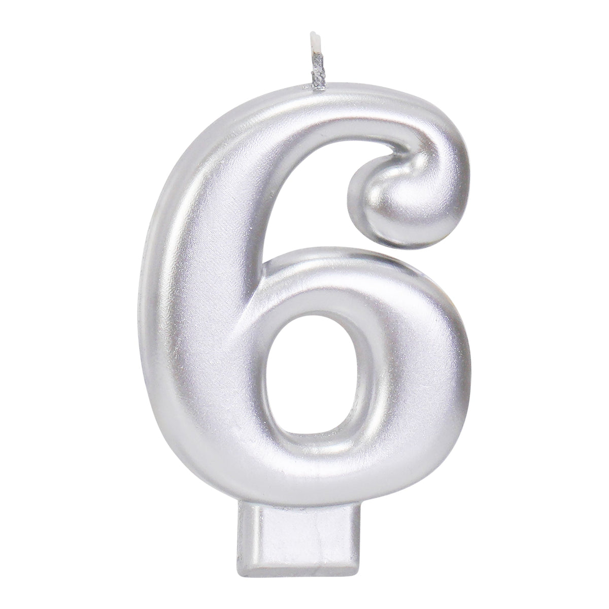 Silver 3.25 inch Number 6 Candle 1ct