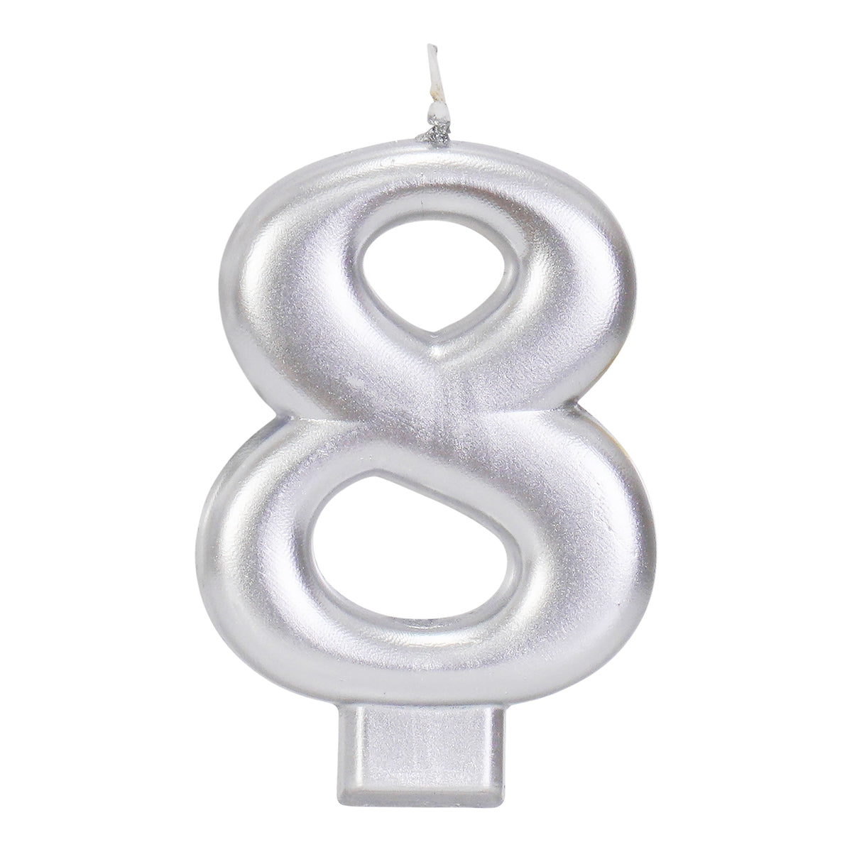 Silver 3.25 inch Number 8 Candle 1ct