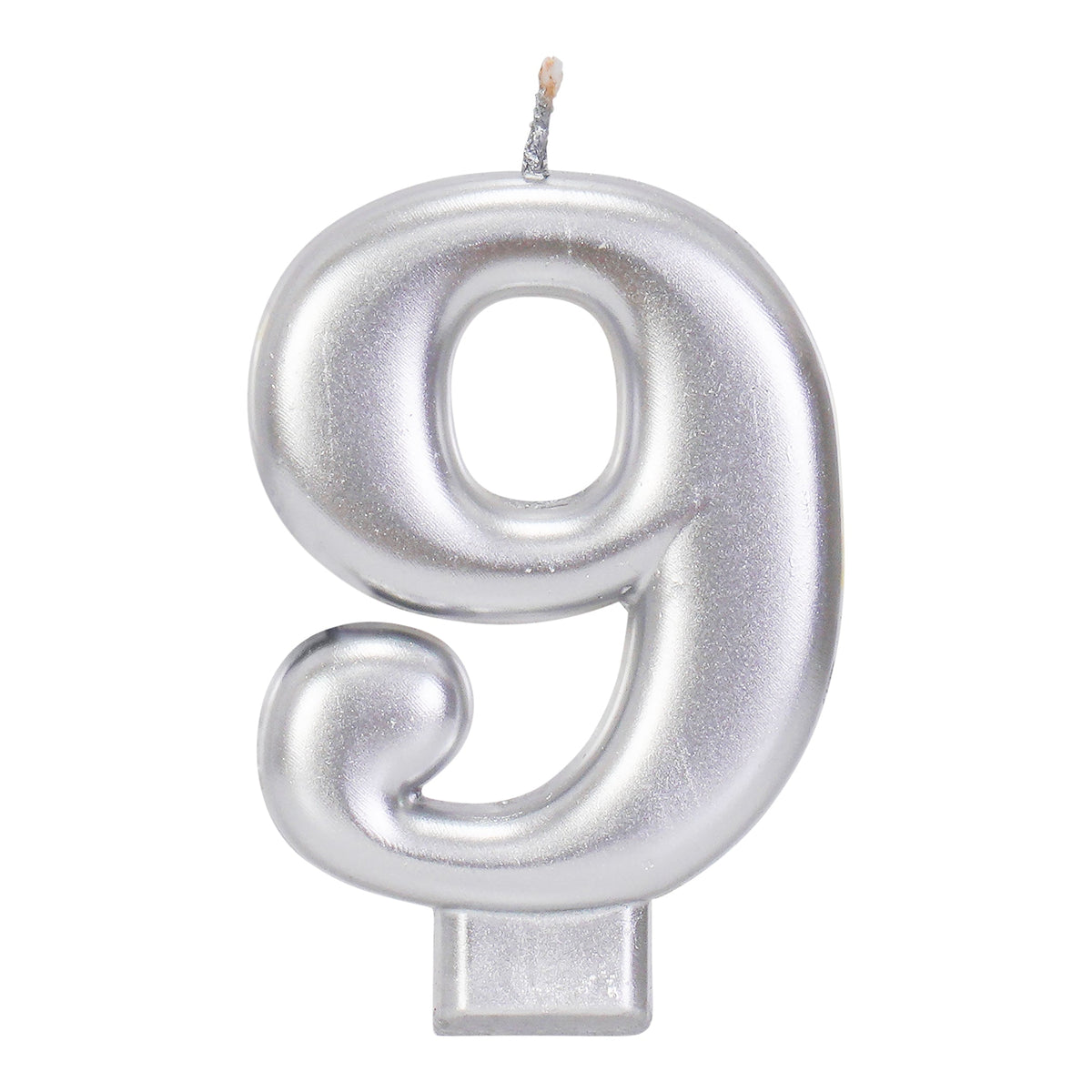 Silver 3.25 inch Number 9 Candle 1ct