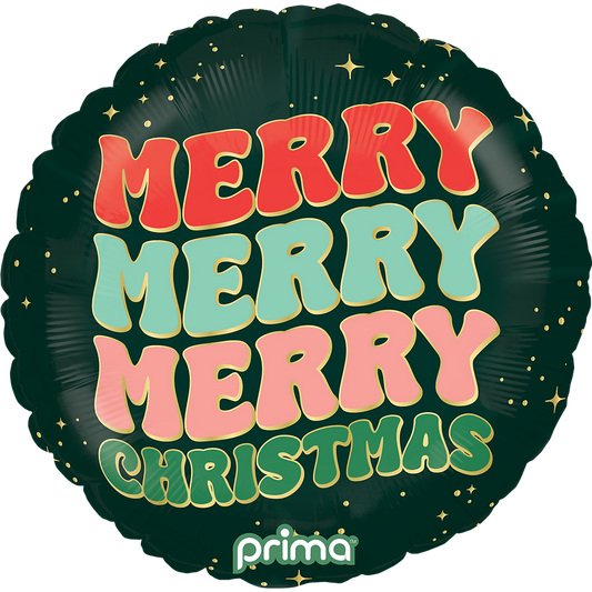 Prima Merry Merry Merry 18 inch Round Foil Balloon 1ct