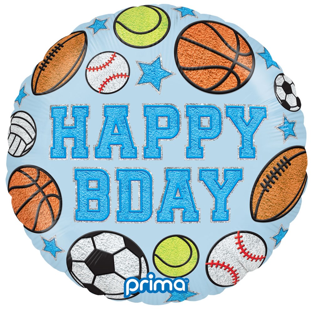 Prima  Round Birthday Boy Patches 18 inch Foil Balloon 1ct