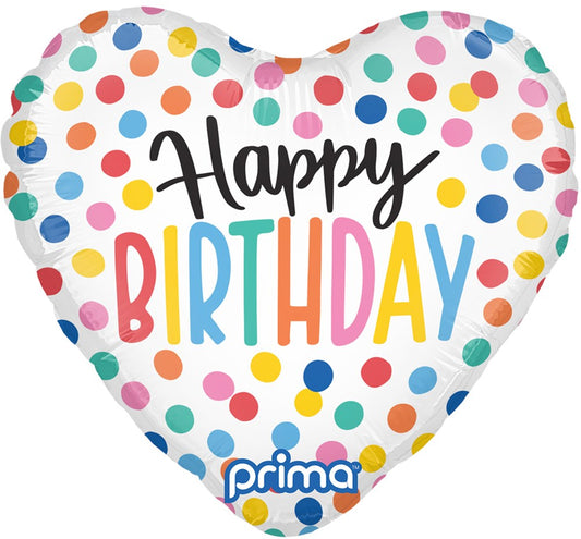 Prima  Heart Birthday Confetti 9 inch Foil Balloon 6ct