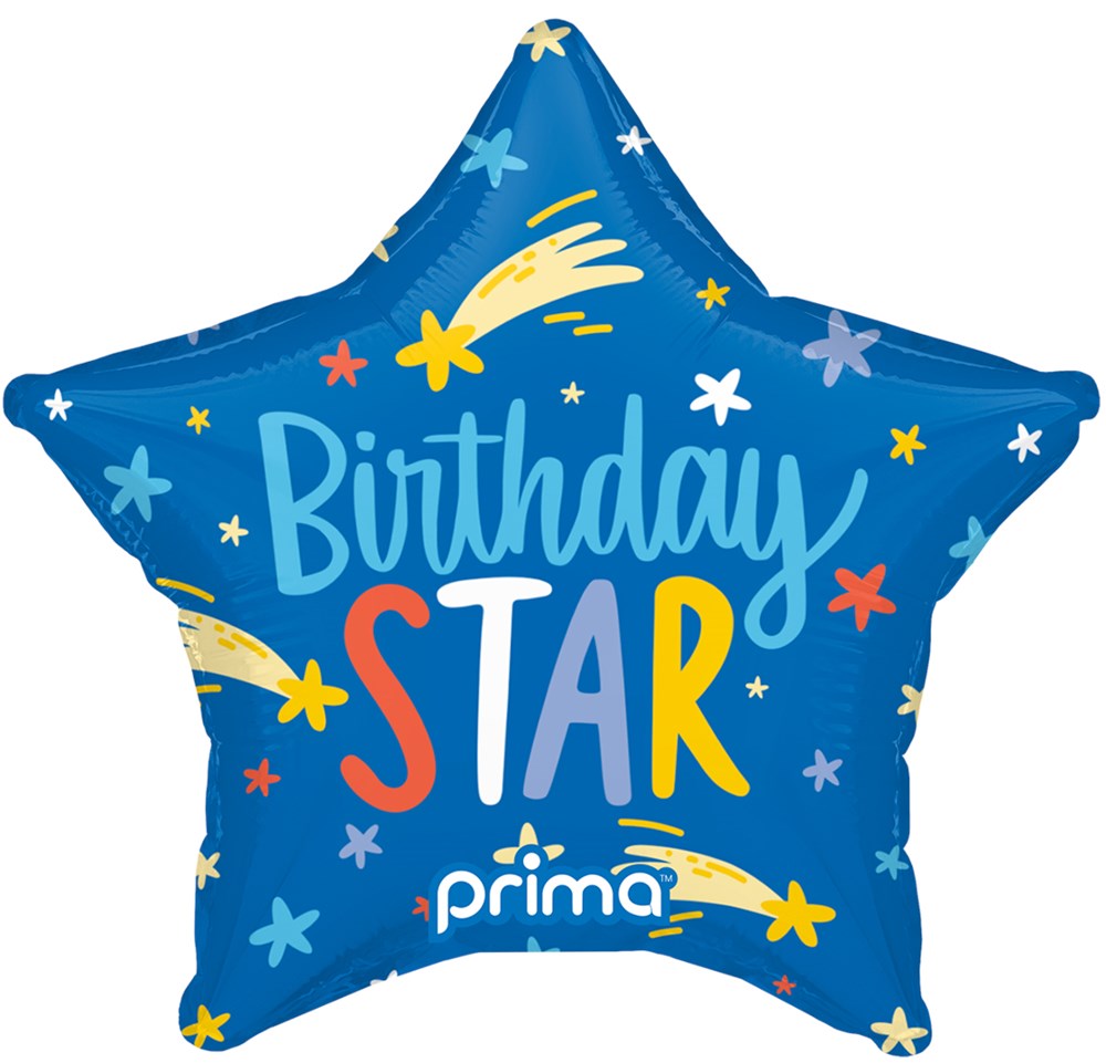 Prima  Star Birthday Star 9 inch Foil Balloon 6ct