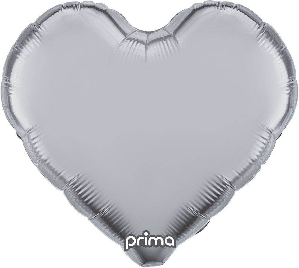 Prima  Silver Heart 18 inch Foil Balloon 1ct