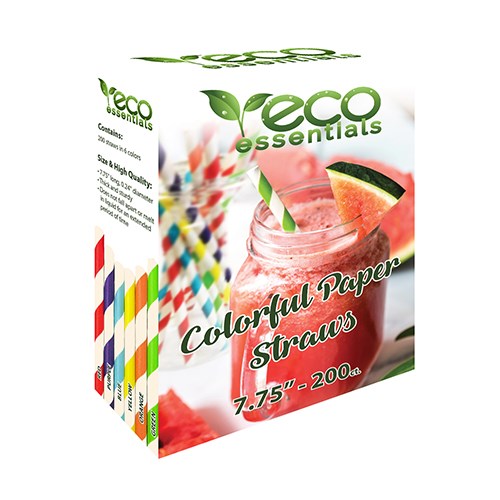 Paper Straw 7.75in 200ct - 6 Color