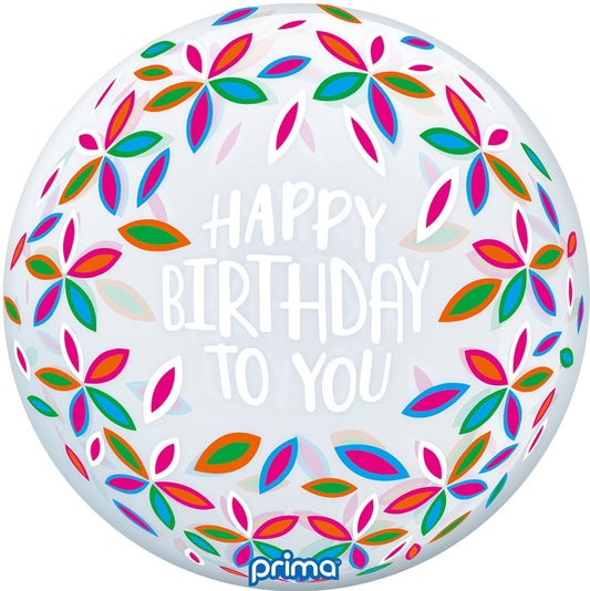 Prima  Colorful Petals Birthday Sphere 20 inch Sphere Balloon 1ct