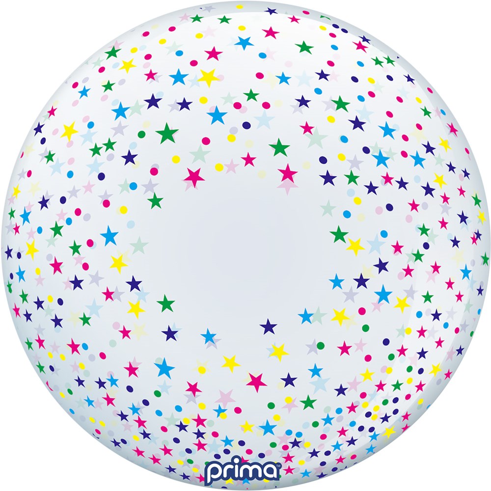 Prima  Colorful Confetti Stars Sphere 20 inch Sphere Balloon 1ct