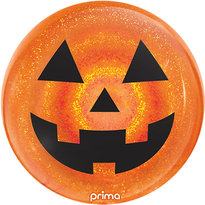20-inch round orange balloon with glitter and a black jack-o'-lantern face design.