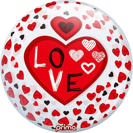 Prima  Love Hearts Sphere 20 inch Sphere Balloon 1ct