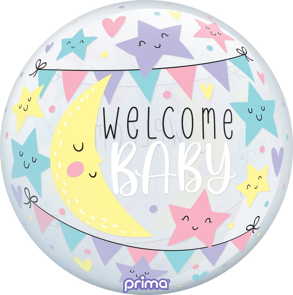 Prima  Moon & Stars Baby Sphere 20 inch Sphere Balloon 1ct