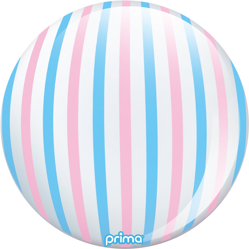 Prima Pink & Blue Stripe Sphere 20 inch Sphere Balloon 1ct