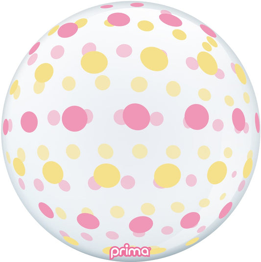 Prima  Pink Gold Dots Sphere 20 inch Sphere Balloon 1ct