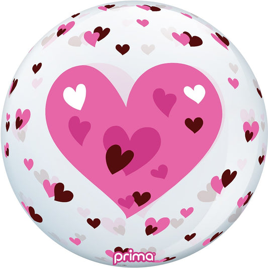 Prima  Pink Hearts Sphere 20 inch Sphere Balloon 1ct