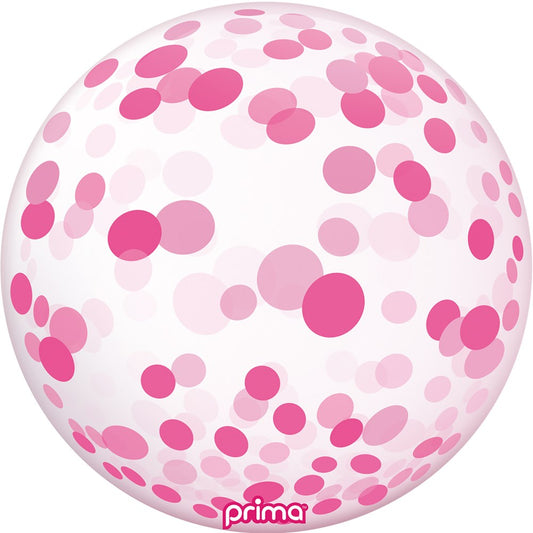 Prima  Pink Confetti Sphere 20 inch Sphere Balloon 1ct