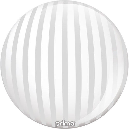 Prima Silver Stripe Sphere 20 inch Sphere Balloon 1ct