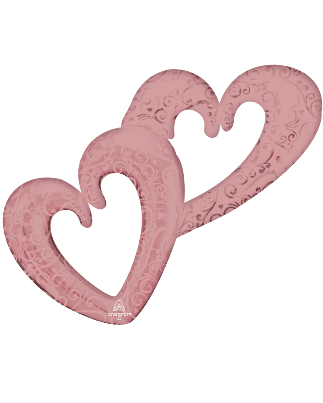 Anagram Rose Gold Interlocking Hearts 53 inch Foil Balloon 1ct