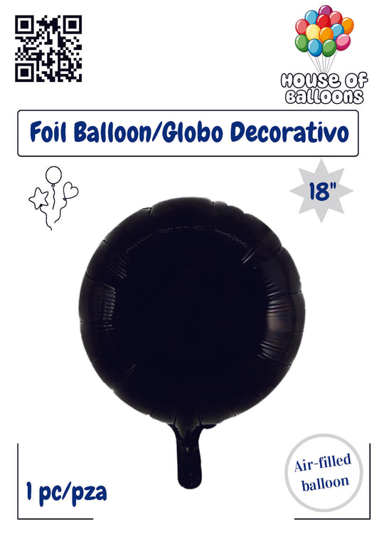 House of Balloons Midnight Black Round 18 inch Foil Balloon 1ct