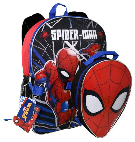 Mochila de Spiderman de 16 pulgadas con bolsa de almuerzo con forma