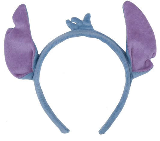 Blue plush headband with large purple ears resembling Stitch from Lilo and Stitch.