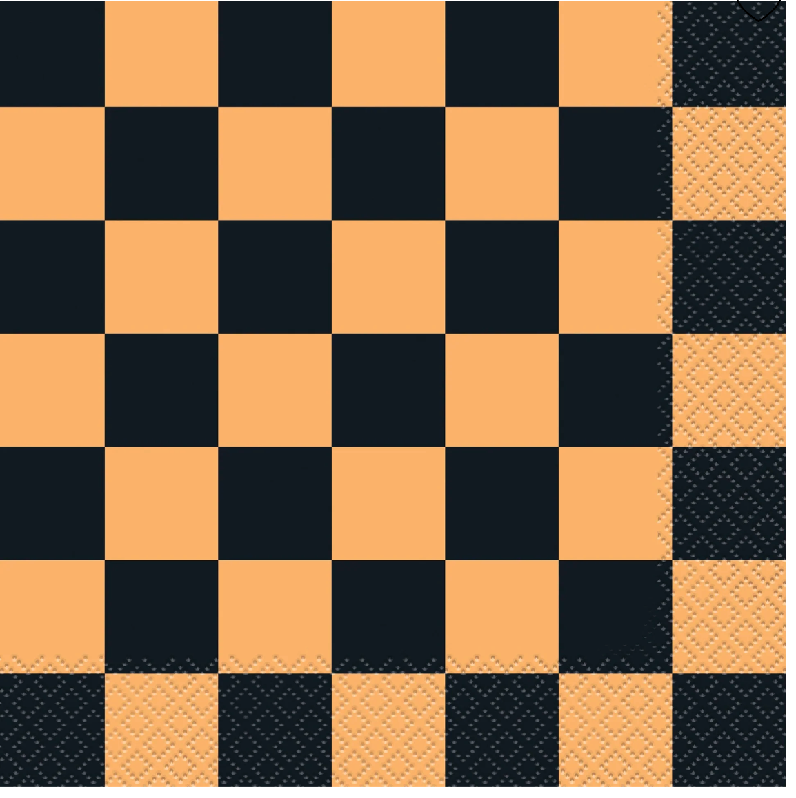 Orange and black checkered Halloween lunch napkin with embossed texture, pack of 16.