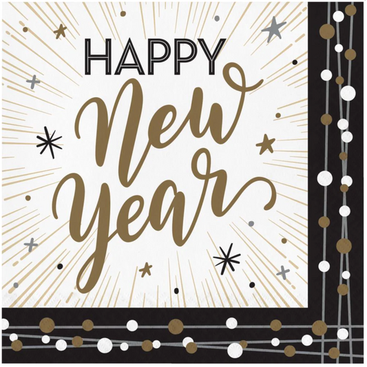 New Years Shimmer Luncheon Napkin 16ct