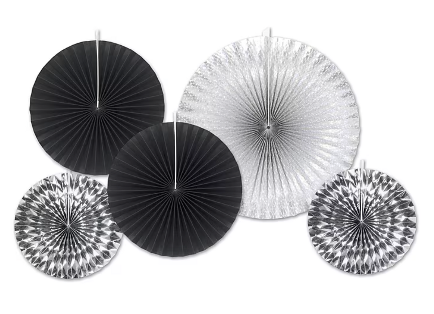 New Years Paper Foil Decorative Fans
